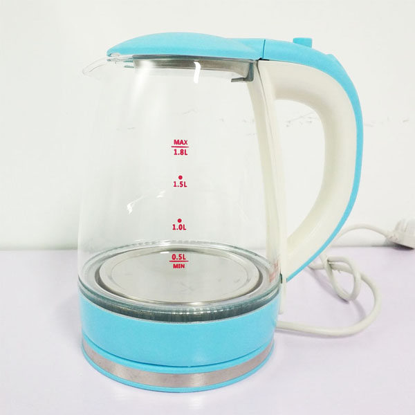 2021 hot sale home electronics kitchen appliances Blue LED light Black WHITE Transparent borosilicate Glass pot electric kettle
