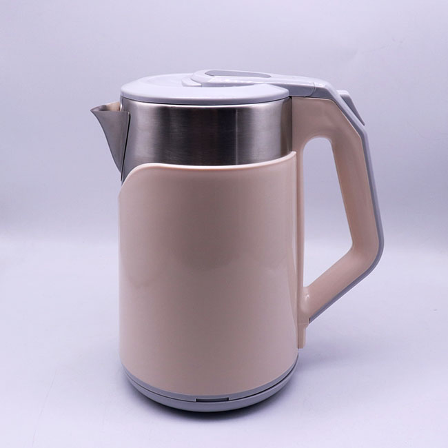 New home electronics kitchen appliances Double wall 2 Layers Anti-scald SS water kettle beige Electric Kettle